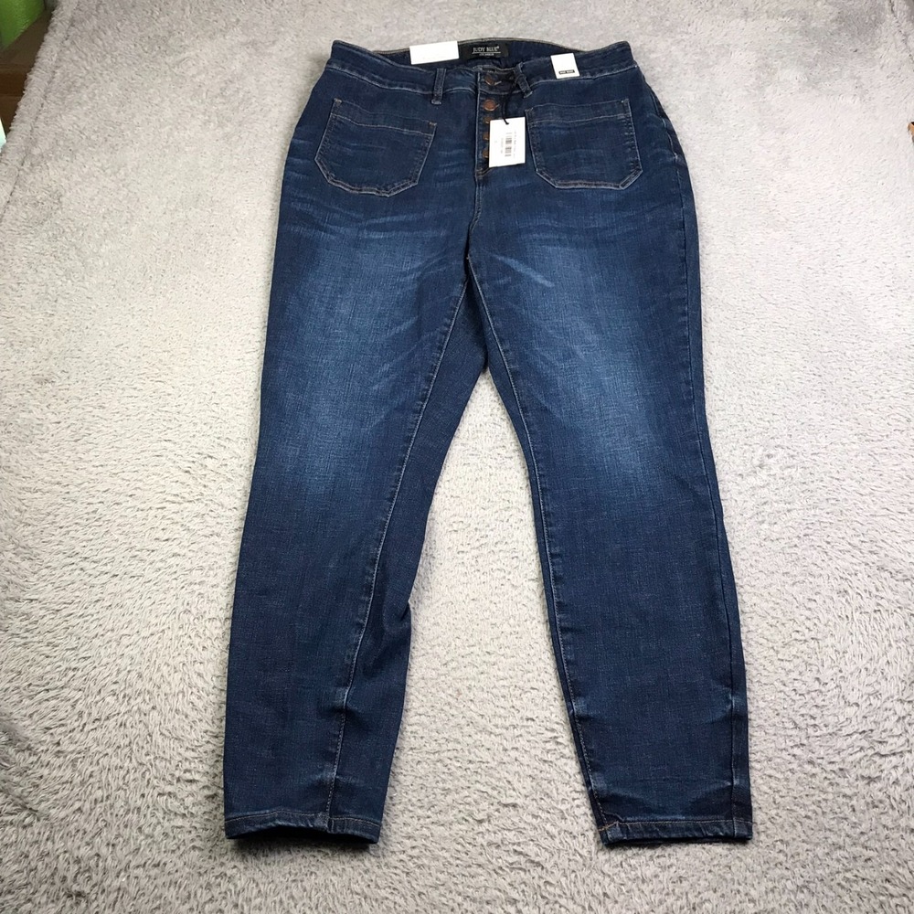 Judy Blue Skinny Jeans Womens 18W Button Fly Patch Pocket High Waist Stretch NEW